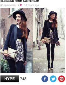 Like many fashion lovers, a blogger from Amsterdam poses in her outfit of the day on lookbook.nu